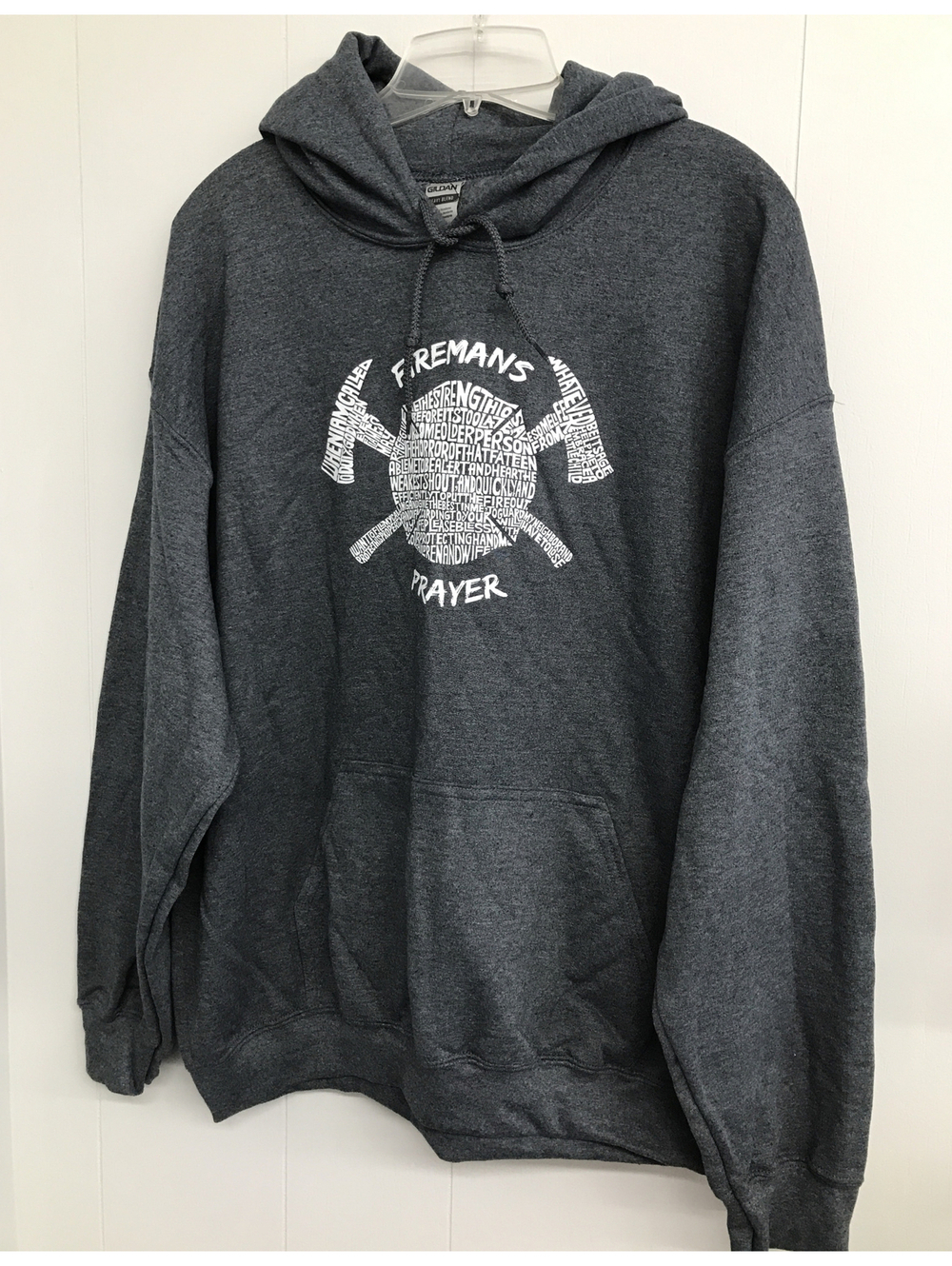 LA Pop Art Hoodie. Gray With The Fireman’s Prayer In White. Size Mens XL. NWT